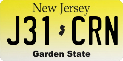 NJ license plate J31CRN