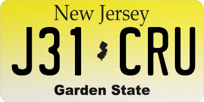 NJ license plate J31CRU
