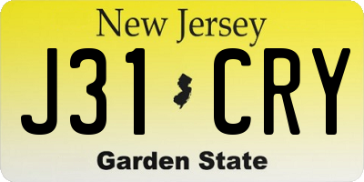 NJ license plate J31CRY