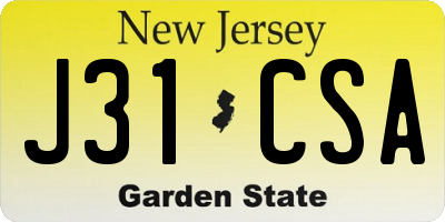 NJ license plate J31CSA