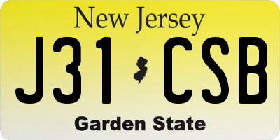 NJ license plate J31CSB