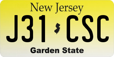 NJ license plate J31CSC