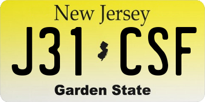 NJ license plate J31CSF
