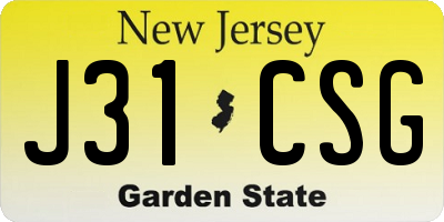NJ license plate J31CSG
