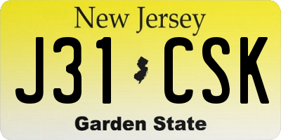 NJ license plate J31CSK