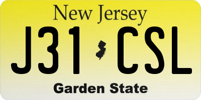 NJ license plate J31CSL