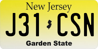 NJ license plate J31CSN