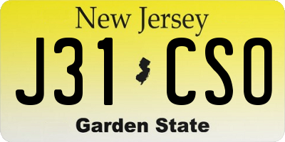 NJ license plate J31CSO