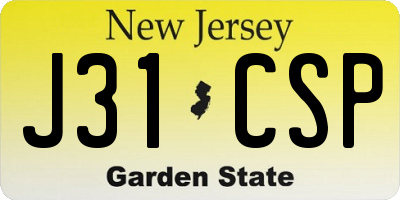 NJ license plate J31CSP
