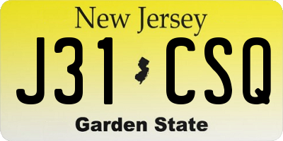 NJ license plate J31CSQ