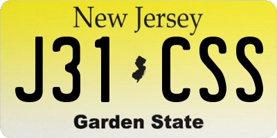NJ license plate J31CSS