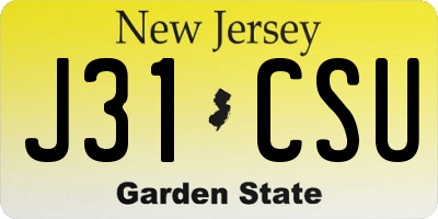 NJ license plate J31CSU