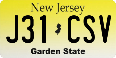 NJ license plate J31CSV