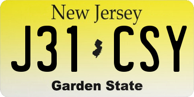 NJ license plate J31CSY