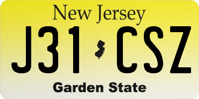 NJ license plate J31CSZ