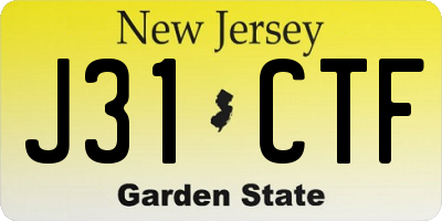 NJ license plate J31CTF
