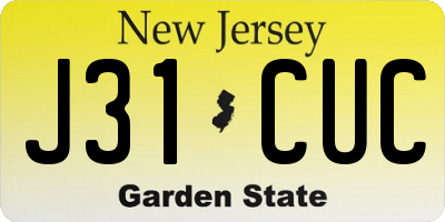 NJ license plate J31CUC