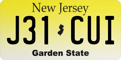 NJ license plate J31CUI