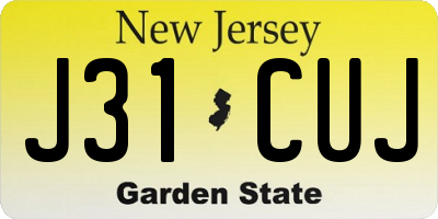 NJ license plate J31CUJ