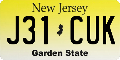 NJ license plate J31CUK