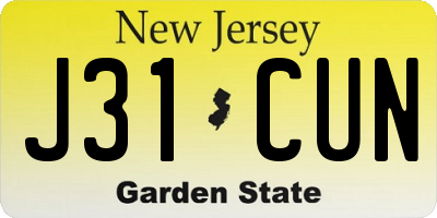 NJ license plate J31CUN