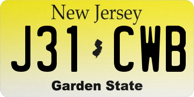 NJ license plate J31CWB