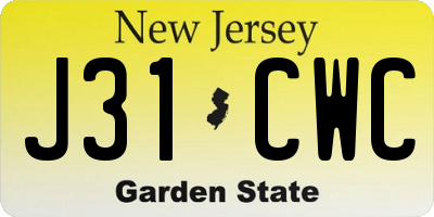 NJ license plate J31CWC