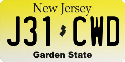 NJ license plate J31CWD