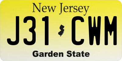 NJ license plate J31CWM