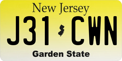 NJ license plate J31CWN