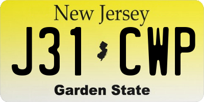 NJ license plate J31CWP