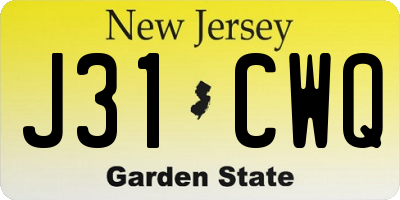 NJ license plate J31CWQ