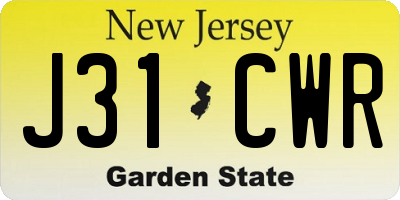 NJ license plate J31CWR