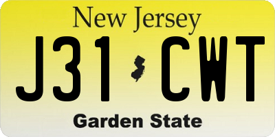 NJ license plate J31CWT