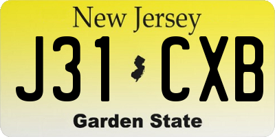NJ license plate J31CXB