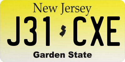NJ license plate J31CXE