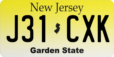 NJ license plate J31CXK