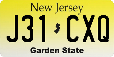 NJ license plate J31CXQ
