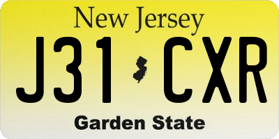 NJ license plate J31CXR