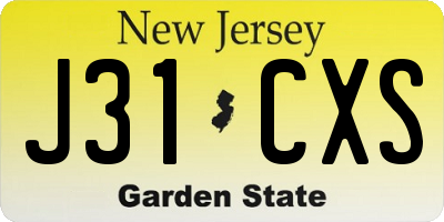 NJ license plate J31CXS
