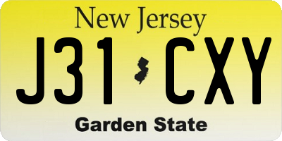 NJ license plate J31CXY