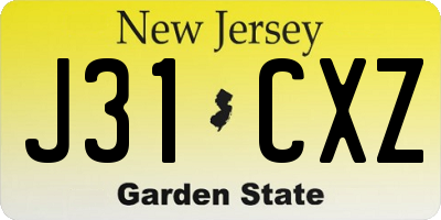 NJ license plate J31CXZ