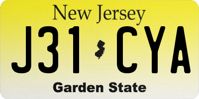 NJ license plate J31CYA