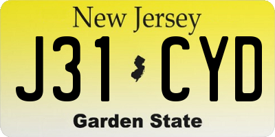 NJ license plate J31CYD