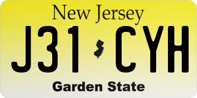 NJ license plate J31CYH