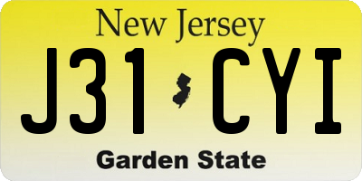 NJ license plate J31CYI