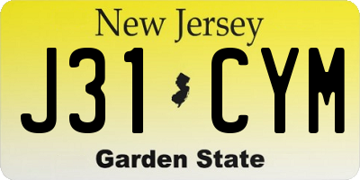 NJ license plate J31CYM