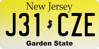 NJ license plate J31CZE