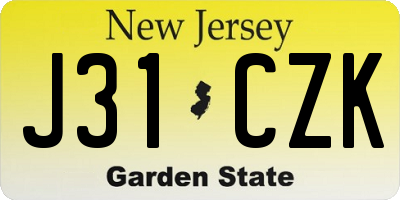 NJ license plate J31CZK