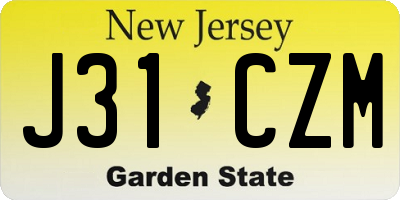 NJ license plate J31CZM